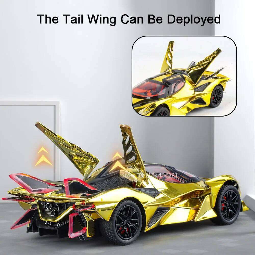 1:24 Apollo EVO Lambor Revuelto Alloy Diecast Sports Car Model Toy Doors Opened Sound Light Pull Back Cars Perfect Birthday Gift Z260307