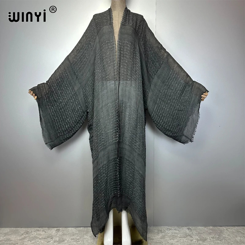 WINYI high quality comfortable Women Soft Cardigan Loose Dress Party Boho Maxi beach Holiday Swimming Cover ups Africa Kimono 260228