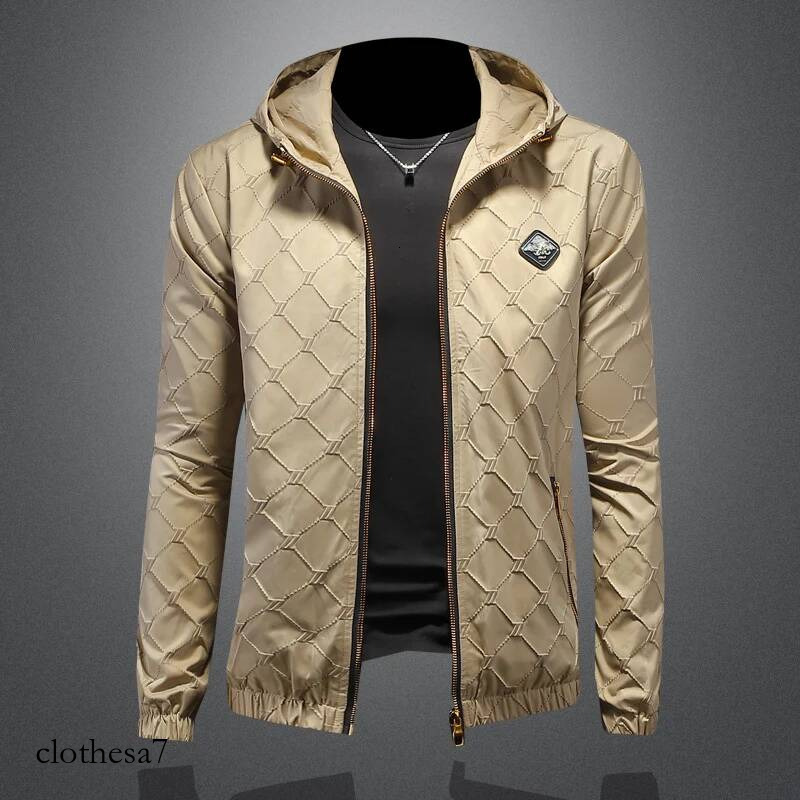 Spring Autumn Luxurious Men's Hooded Solid color Jacket Outerwear Sports Loose Casual Coats Youth Streetwear Tops