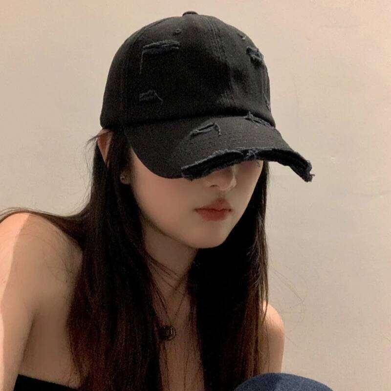 Men's women's new spring and summer hip-hop versatile soft top curved eave retro personality distressed hole duckbill hat Y260304