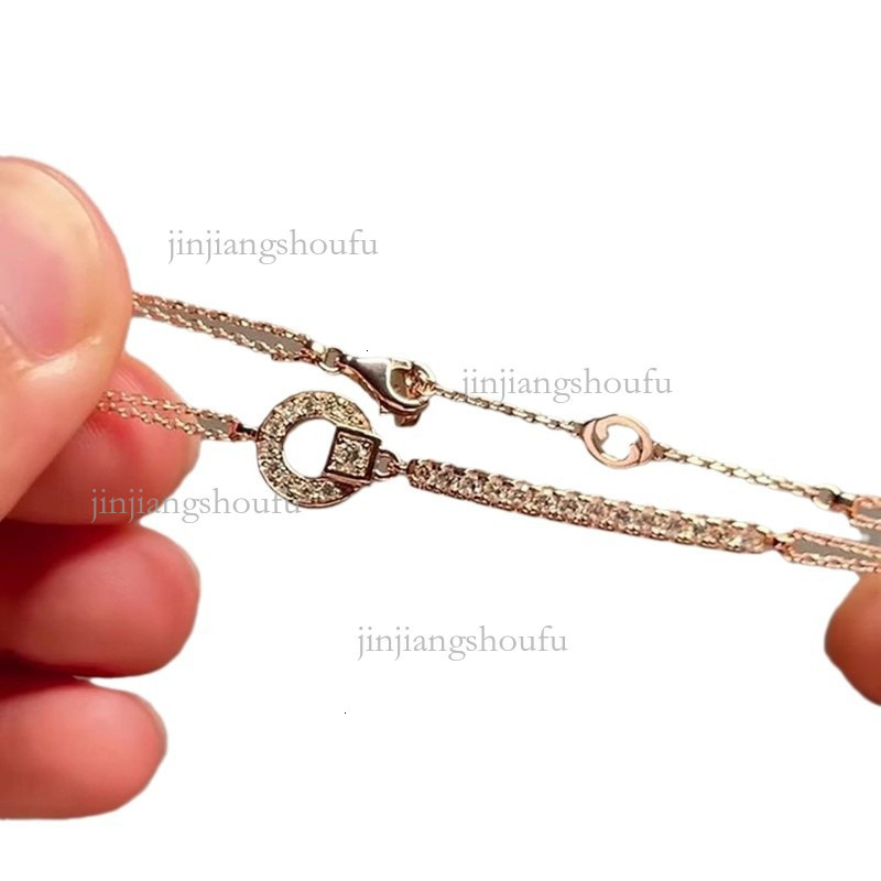 2026 Designer Sparkling Zircon Splicing Bracelet Luxury Fashion Brand Women's Jewelry S925 Pure Silver One Line Diamond Double Layer Ring Buckle 