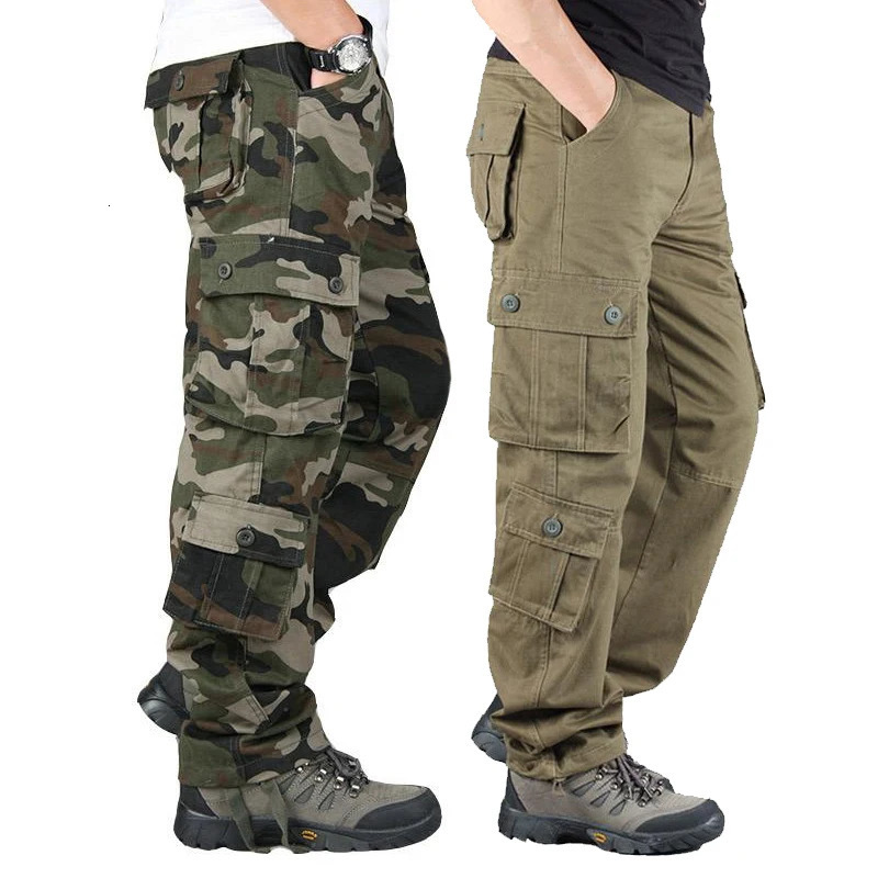 Mens Tactical Cargo Pants Work Overalls Outdoor Sports Hiking Hunting Trousers Cotton Heavy Durable Camouflage Trousers 260305