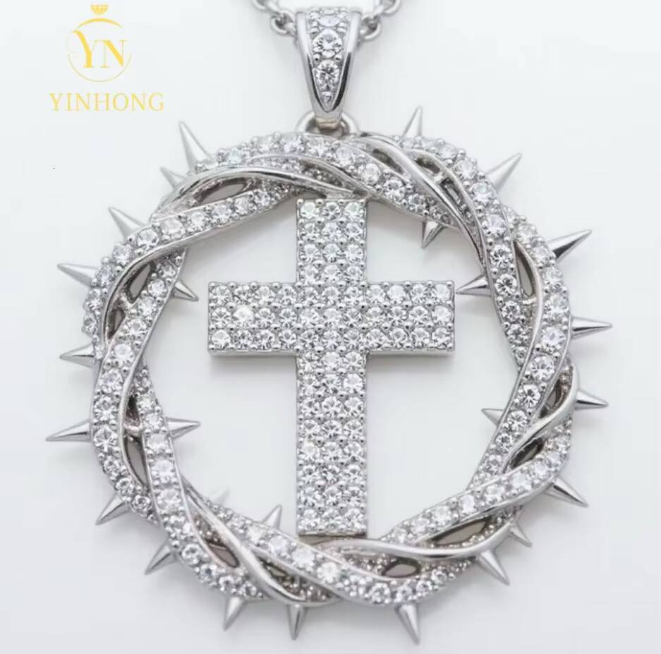 Pass Diamond Tester Baguette 925 Sterling Silver Hip Hop Pendant Lab Diamond Vvs Moissanite Cross Pendant