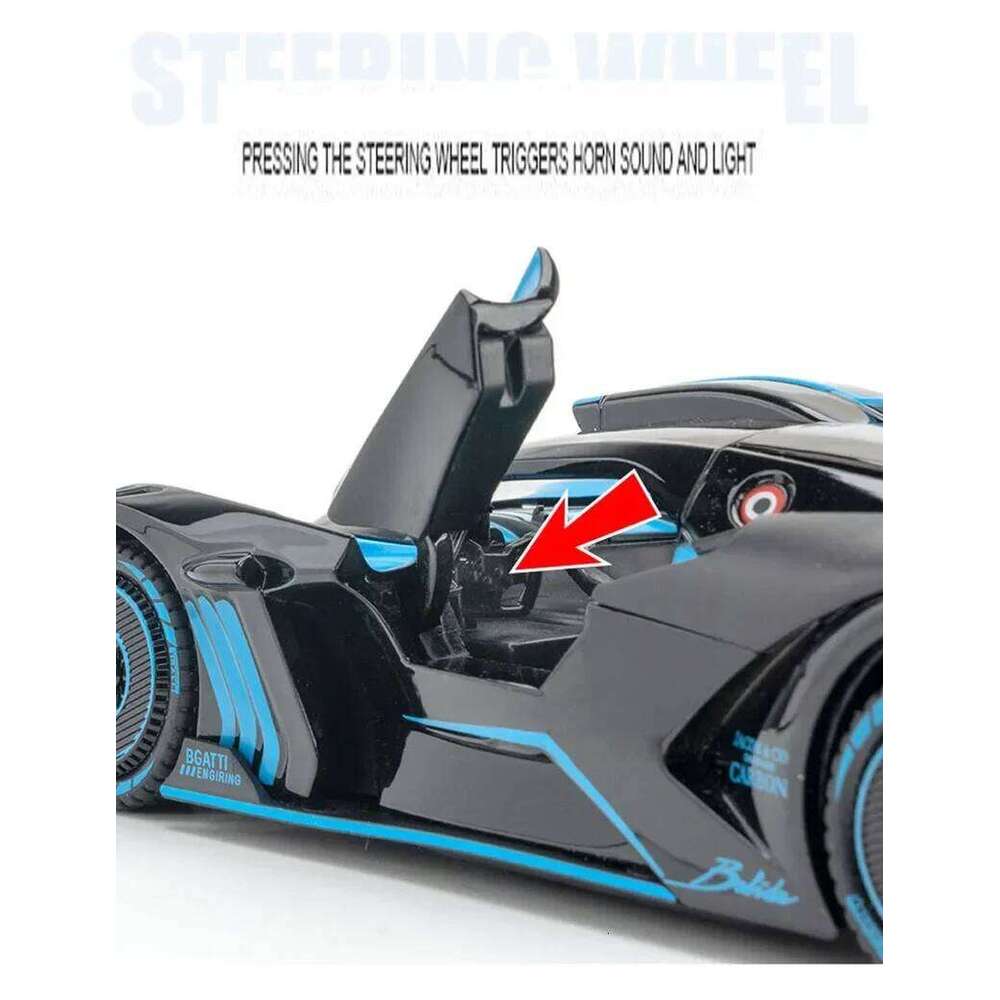 1/24 Alloy Bugatti Bolide Sports Car Diecast Model Toy Simulation Vehicle Pull Back Sound Light Collection Toys for Kids Gifts Z260306