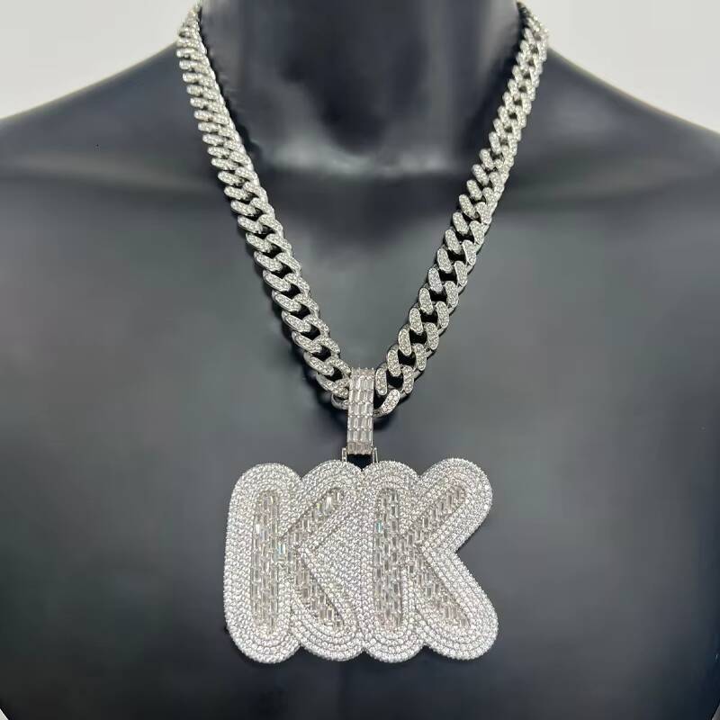 2024 Hip Hop High Quality Stainless Steel Moissanite Pendant Fashionable Ice Out Letters 1 Piece for Parties