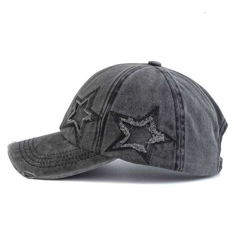 New Women's Five Pointed Star Design Washed Cotton Baseball Cap Fashion Street Dad Hat Y260304