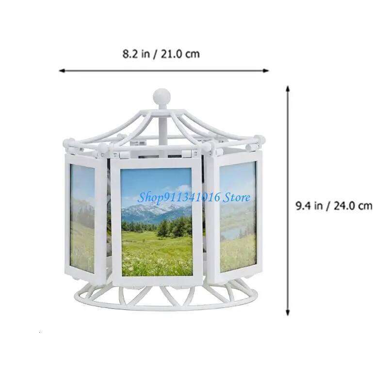 Rotatings Ferris Wheel Desk Photo Display Carousels Picture Frame H260306