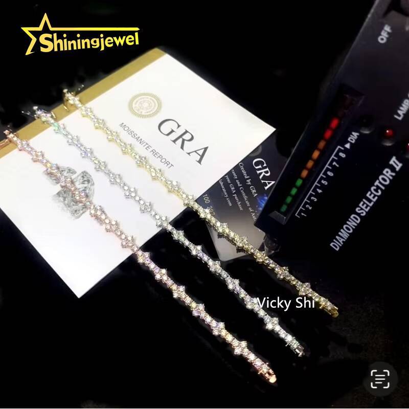 Hot Selling 925 Silver 3mm VVS Moissanite Cross Tennis Bracelet Fine Jewelry Iced Out Men Women Moissanite Bracelet