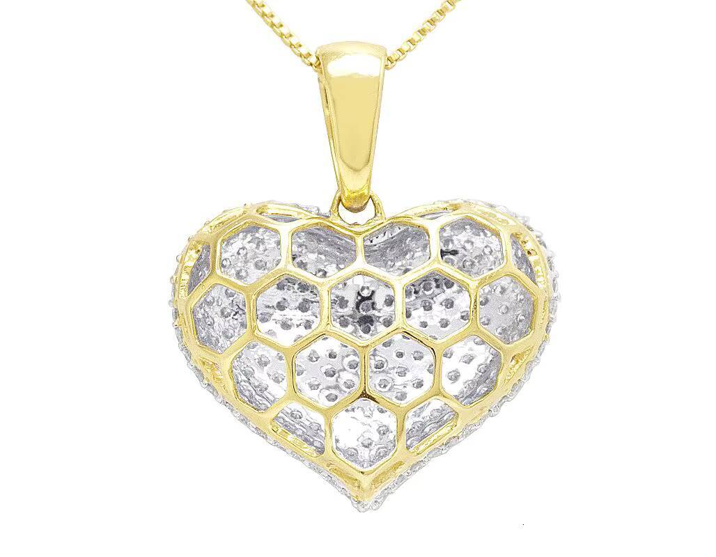 Stylish Black Heart Pendant with White Moissanite Diamonds Hip Hop Jewelry Necklace Charm