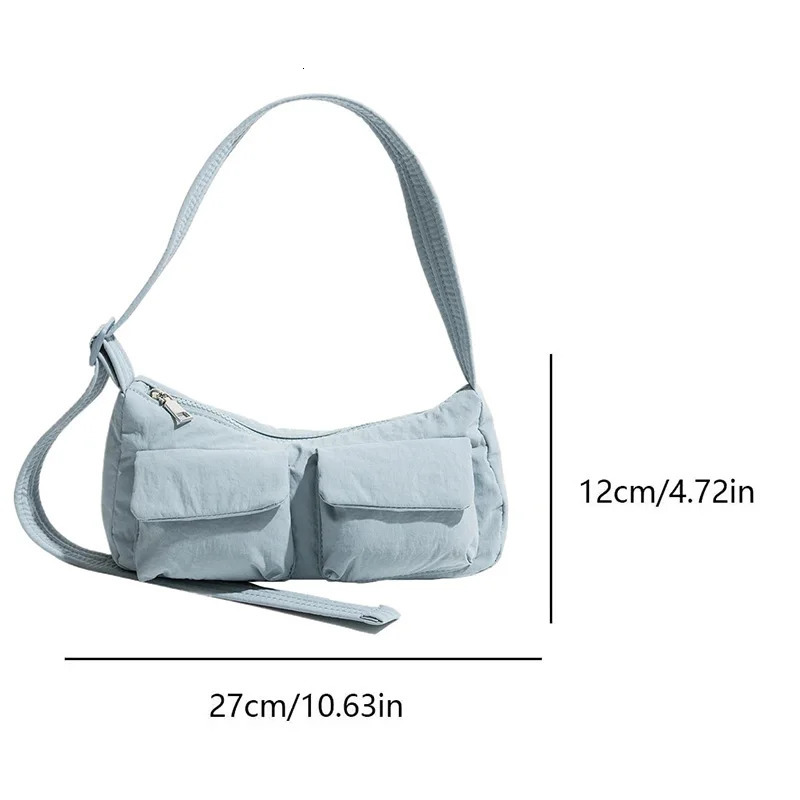 Women Casual Shoulder Bag Solid Color Simple Messenger Hobos Large Capacity Nylon Crossbody Zipper Closure for Party Vacation 260306