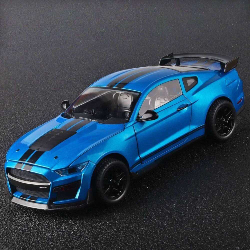 Large 1:18 Ford Mustang GT500 Miniatures Alloy Diecast Metal Vehicle Model Collectibles Sound Light Toys Car Gifts For Kids Boys Z260306