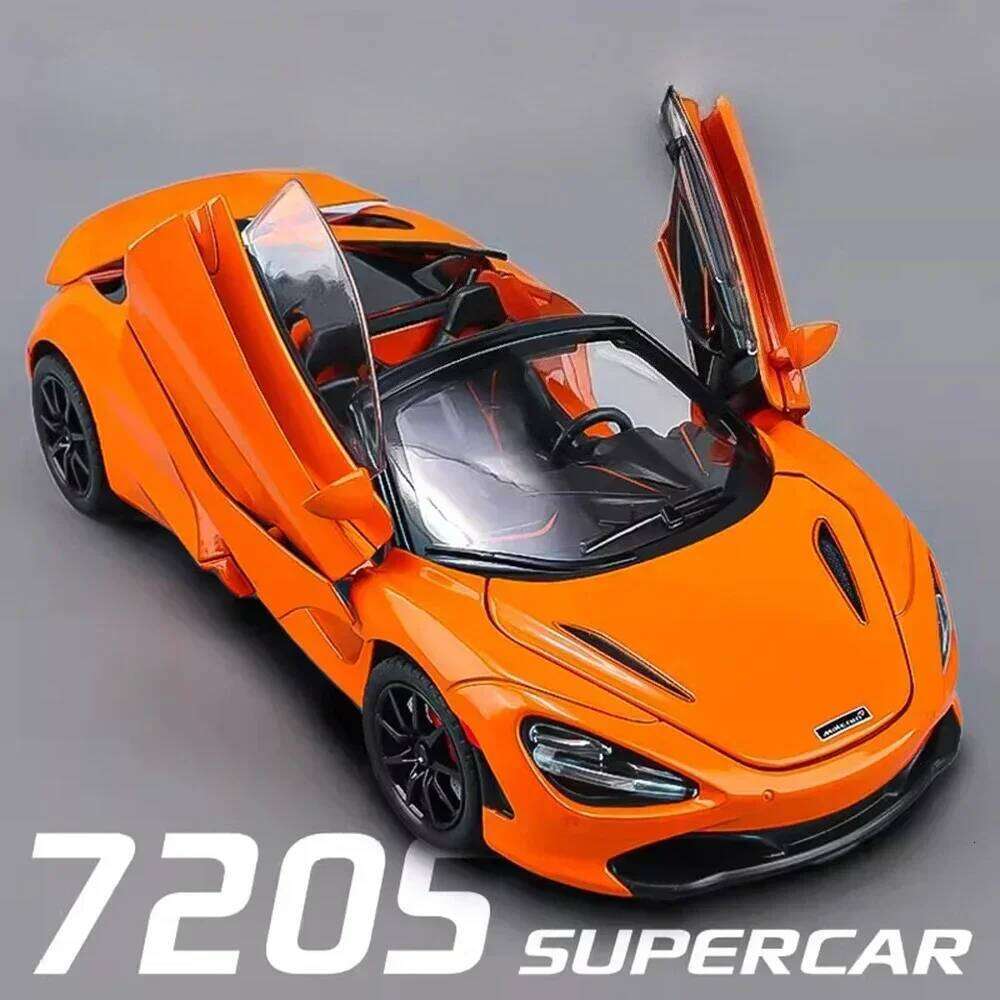 1:24 720s Apollo IE Alloy Model Toys Diecast Cars Doors Opened Sound Light Pull Back Front Wheel Steering Vehices Birthday Gifts Z260306