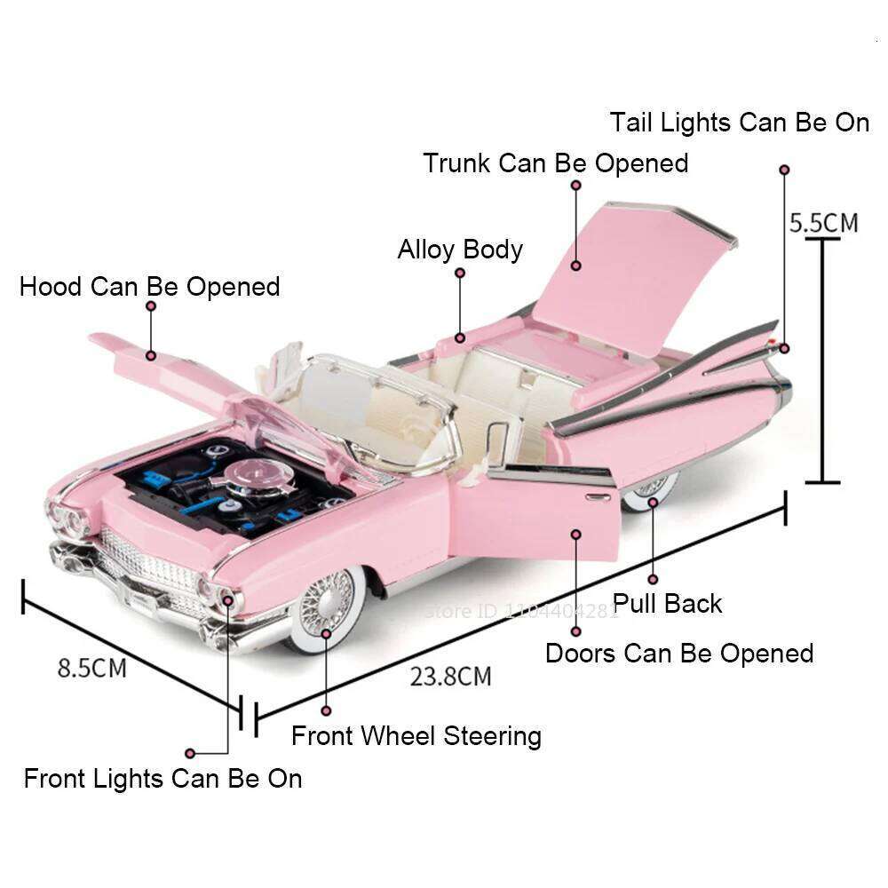 1:24 Valkyrie Eldorado Toy Models Diecast Alloy Car Sound Light Pull Back Doors Opened Shock Absorption Vehices Educational Toys Z260307