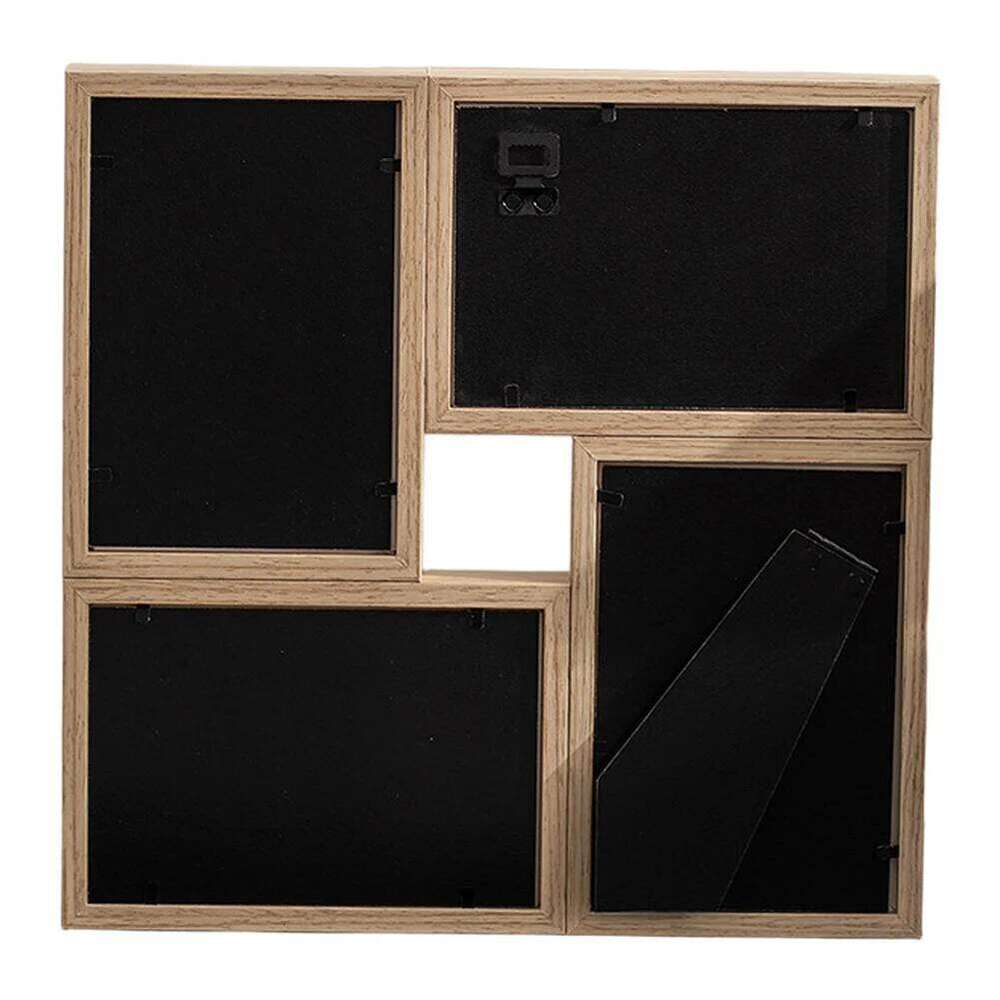 Composite Four Square Photo Frame Designed for Wall or Tabletop Display with Wood Material and Creative Layout Options H260306