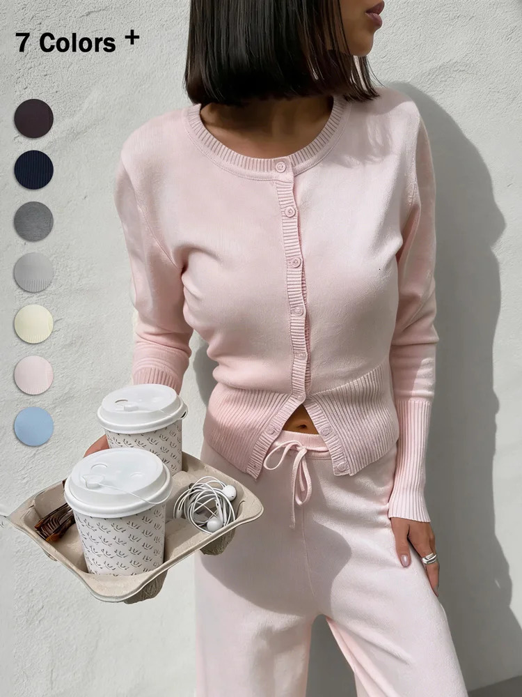 Tossy Casual Knit Cardigan Top For Women Long Sleeve Ribbed Patchwork Slim Elegant Loose Cropped Top Female Knitwear Cardigan 260305