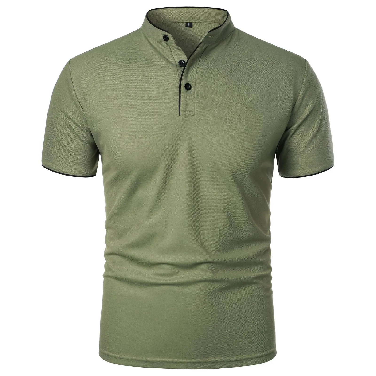 Summer Mens T-Shirt Solid Color Short Sleeve Stand Collar Casual Tees Tops Men Fashion Slim Fit Breathable Lightweight Tshirt 260304