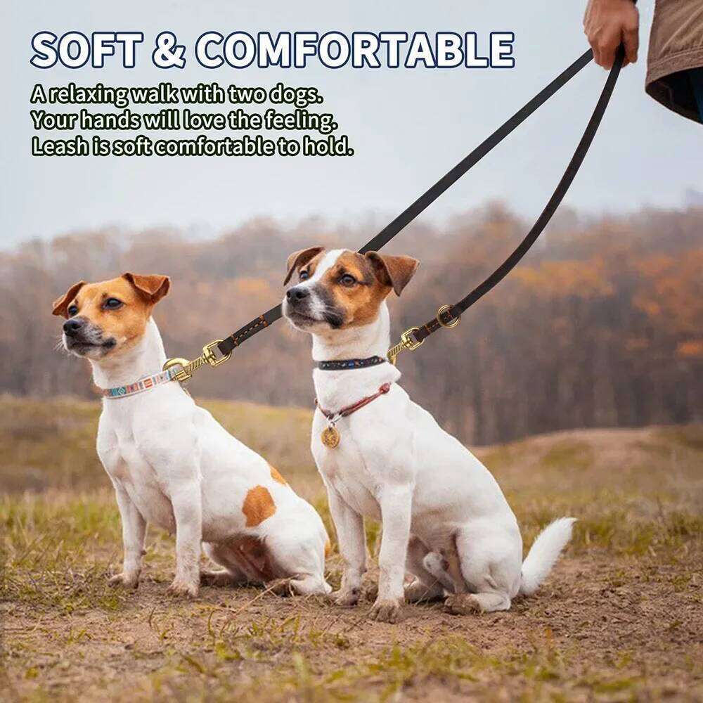 Genuine Leather Hands Free Adjustable Service Dog Strong Multi Function Cross Body Leash for Dogs 7 Uses in One Pet Lead 26Y0301
