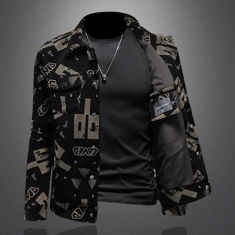 Men's plus Size Corduroy Shirt Jacket Autumn Fashion Slim Fit Trendy Outerwear High-End Top
