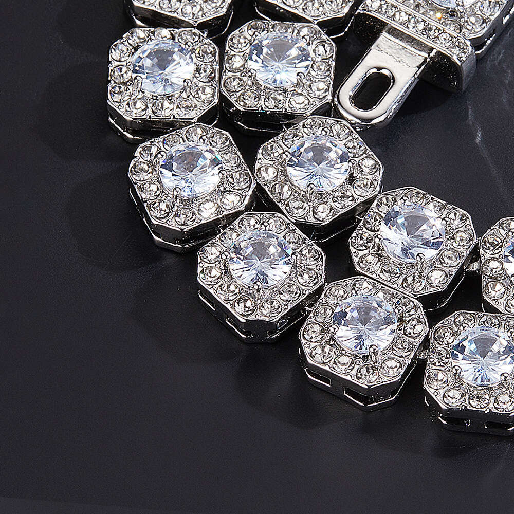 New Hip-Hop High-Quality Design Sense 11mm Zircon Rock Candy Necklace Cross-Border Cuban Chain Wholesale