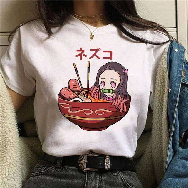 Japanese Anime T-shirt Demon Slayer Oversize Women Clothing Nezuko Kawaii Tees Tanjirou O-Neck Graphic Female Tshirt Manga Tops XJ260306 XJ260306