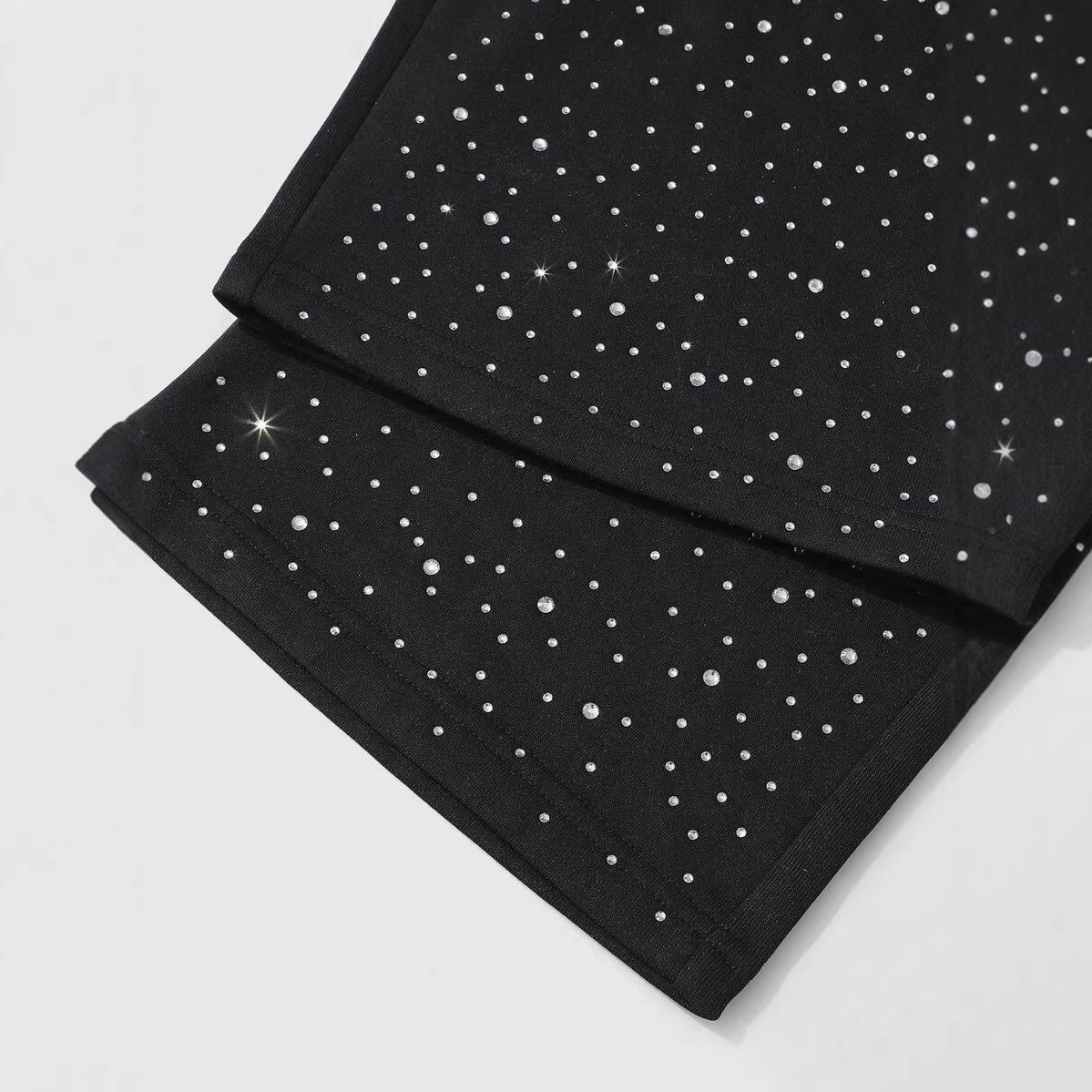 Luxury Brand Designer Clothes New European And American Style Cross-Studded Star Pants For Men And Women, Black Trendy Drawstring Elastic Waist Wide-L