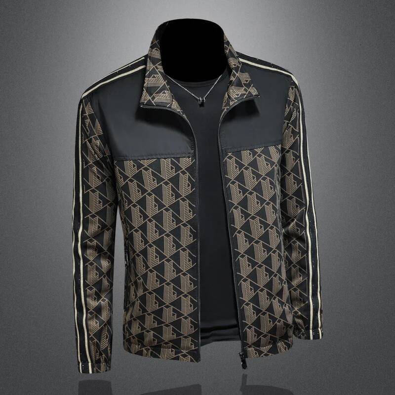 Autumn Luxury Bomber Stand Collar Business Casual Slim Jacket Lapel Ocial Dress Coat Outwear Windbreaker Men Clothing