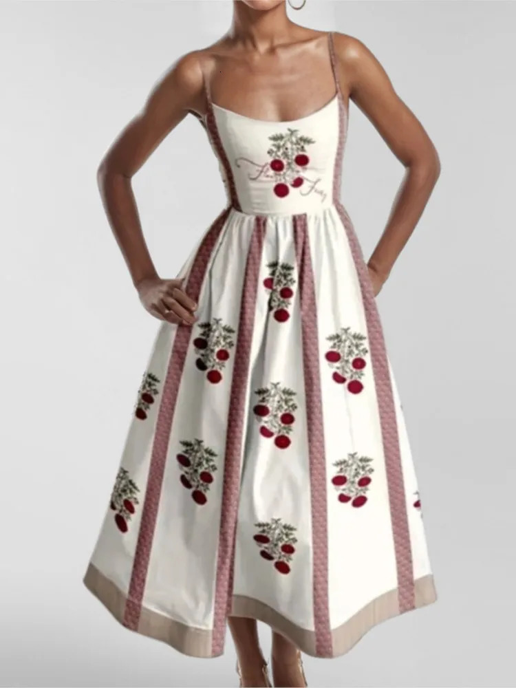 Fashion Trendy Print Spaghetti Strap Dresses Women Sexy Low Cut Backless A-line Sleeveless Dress Female Party Club Vestidos 260306