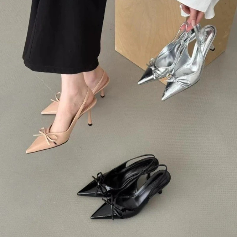 Summer Pointed Toe Women Sandals Fashion Office Singbacks Mules Pumps Shoes Ladies Elegant High Heel Stripper Party Sandalias 260303