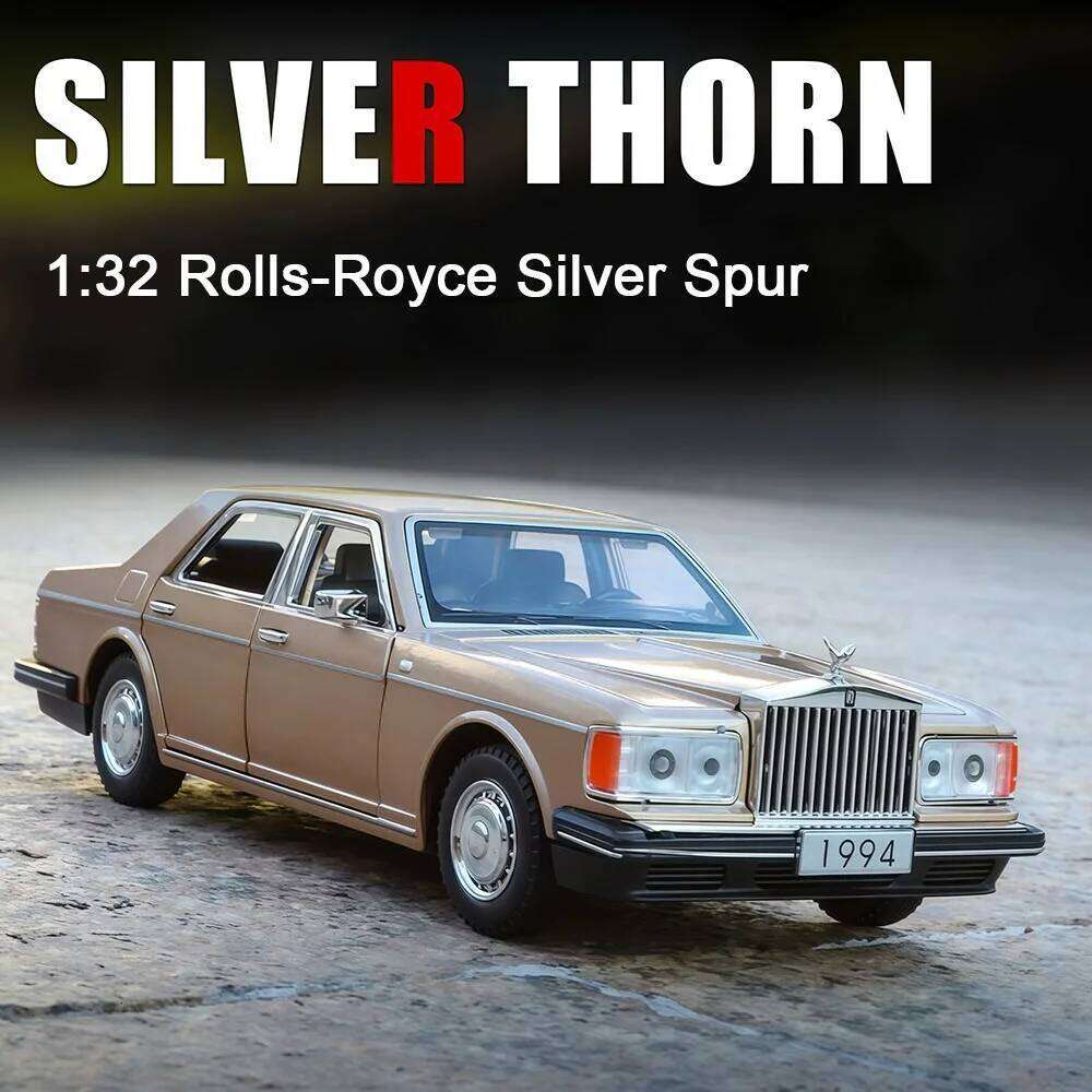 1:32 Rolls-Royce Silver Spur Phantom I Alloy Vintage Car Diecast Model Toys Sound Light Pull Back Doors Opened Home Decoration Z260306