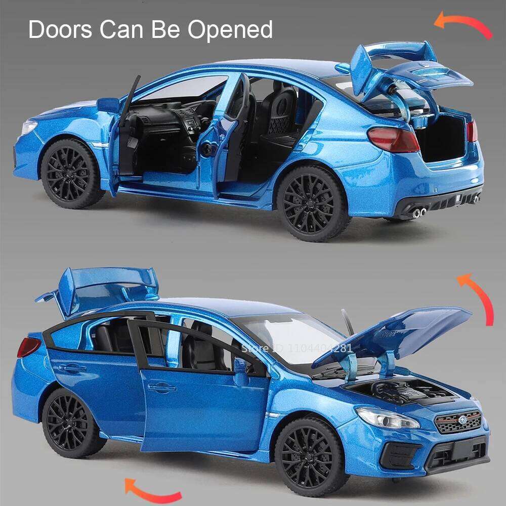 1:30 Subaru WRX STI Car Toys AE86 Alloy Diecast Model 6 Doors Opened Miniature Models Sound Light Pull Back Vehices Holiday Gift Z260306