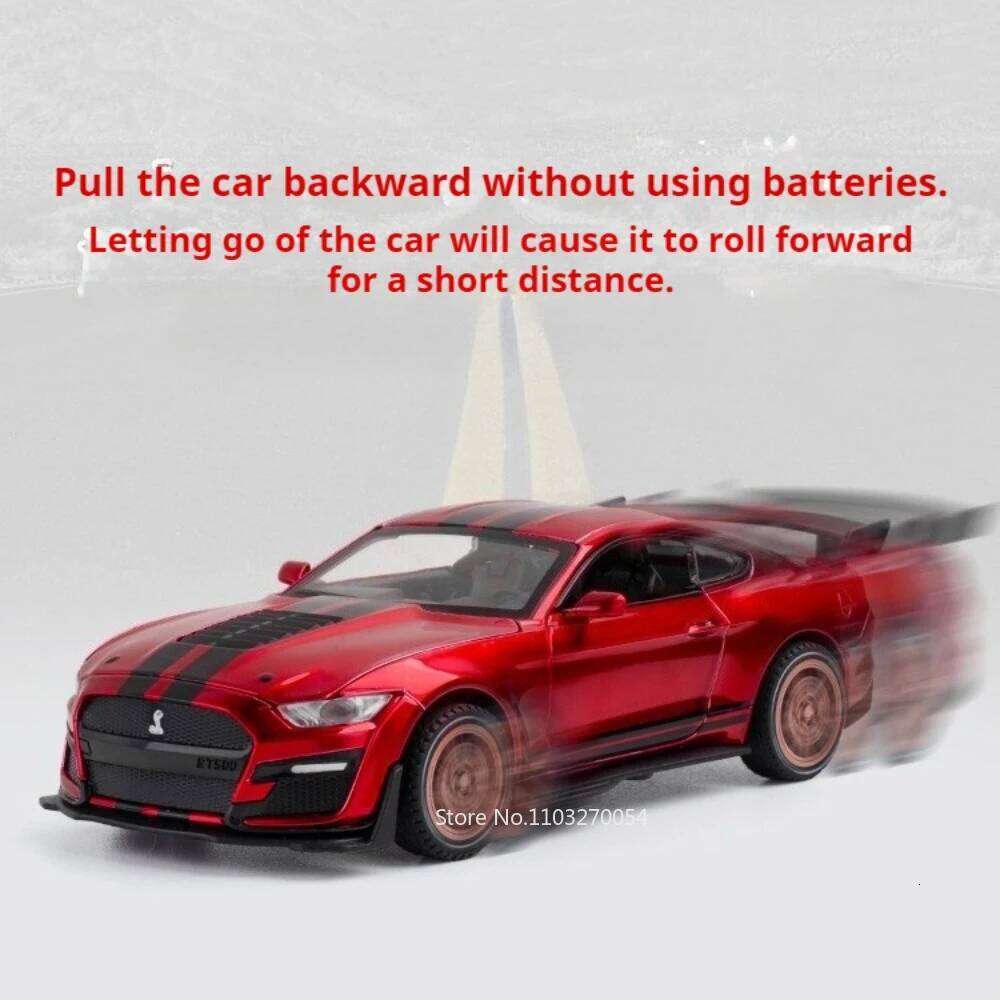 1:32 Mustang Shelby GT500 Viper Miniature Car Diecast Alloy Model Toys Sound Light Pull Back Doors Opened Vehice Home Decoration Z260306