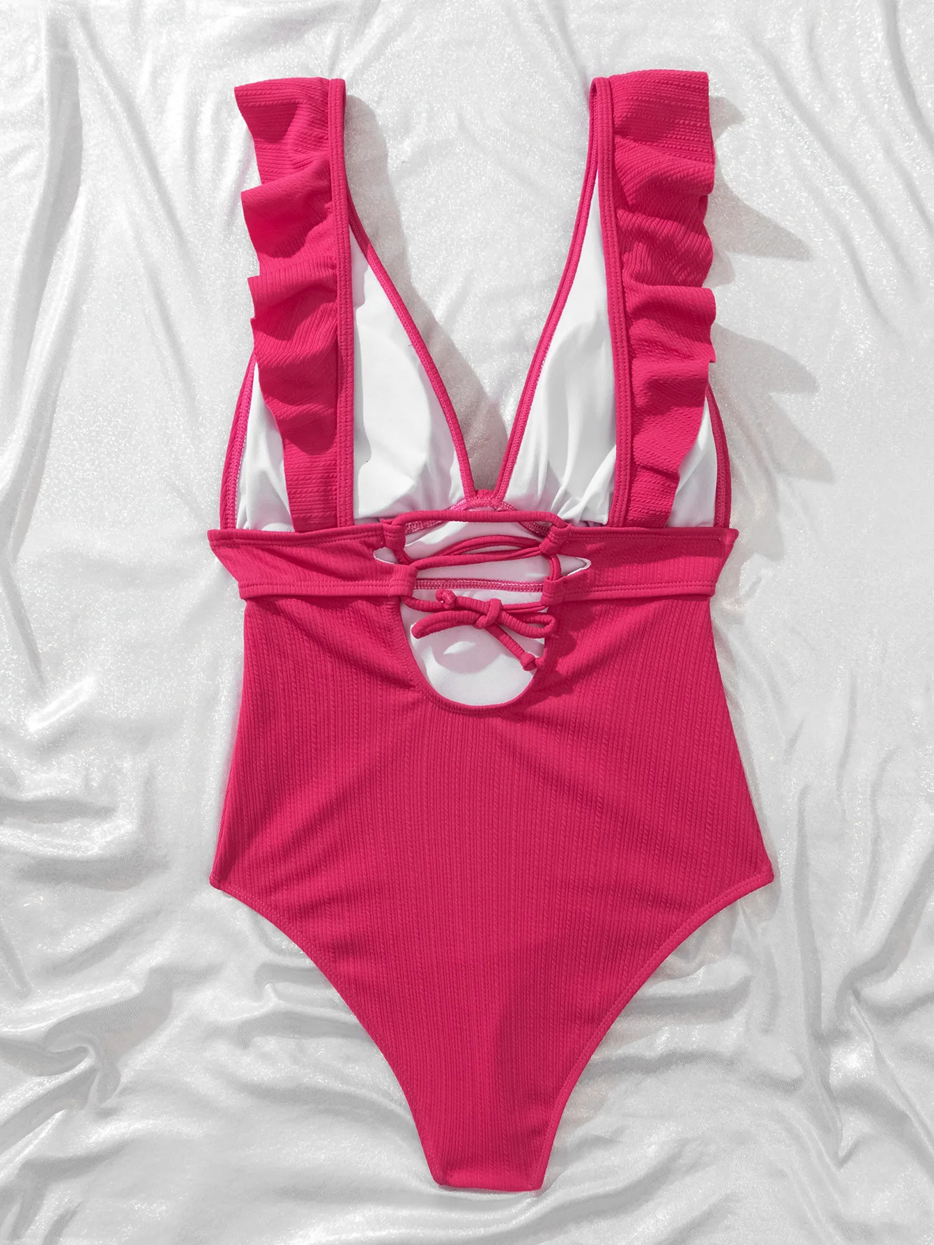 One Piece Swimsuit Women Ruffle Swimwear Push Up Monokini Bodysuit Female Bathing Suit Summer Beach Wear 260306