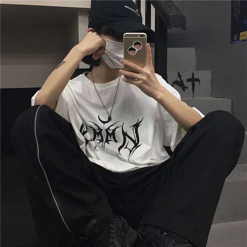 Women T Shirt Hip-Hop Loose Punk Letter Print Black Summer T-shirt Graphic Female Cute Tops Tee XJ260306