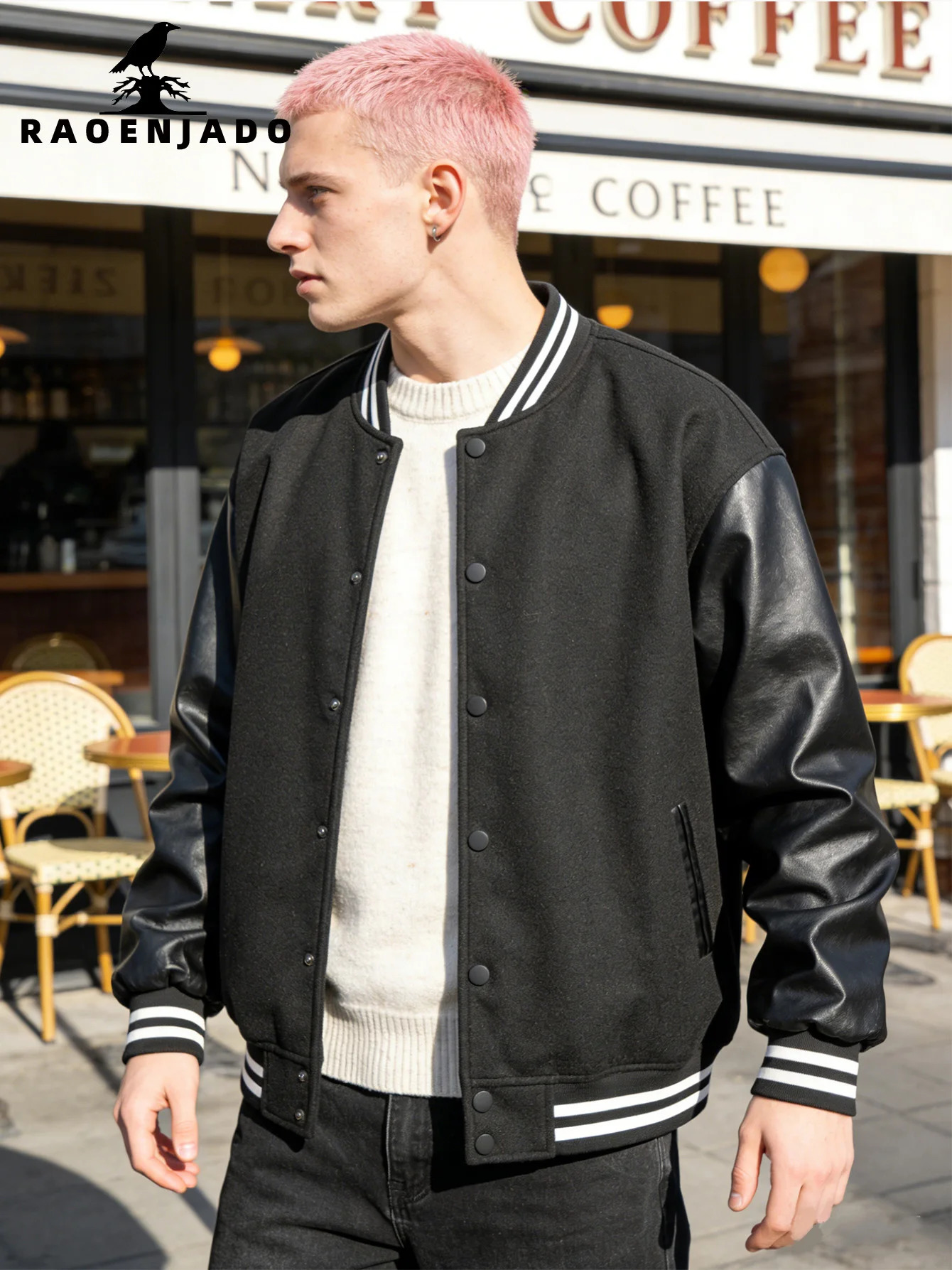 Mens Varsity Jacket Faux Leather Sleeves Letterman Classic Coat Bomber Baseball Jacket Color-blocking Light Weight Clothing 260306