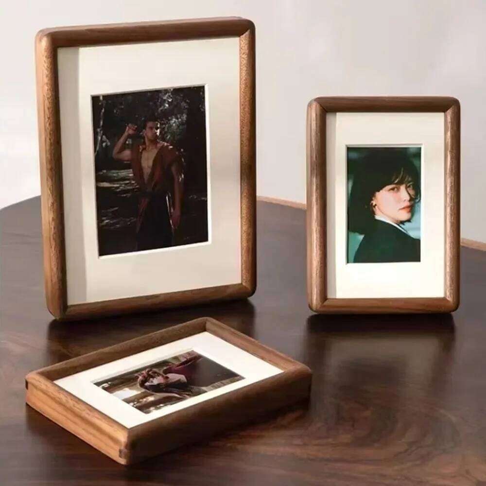 New 6/7/8 Inch Black Walnut Simple Handmade Picture Real Wooden Display Photo Frame H260306