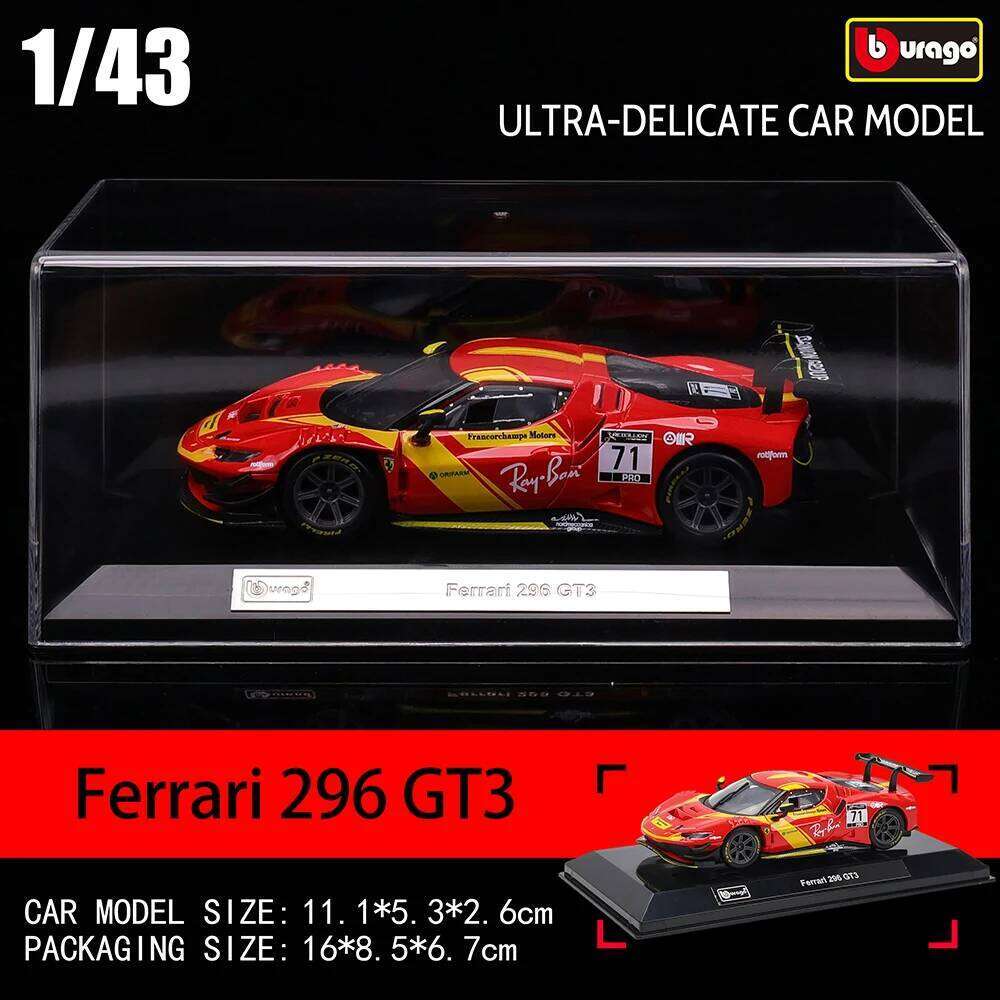 Bburago 1:43 Ferrari 296 gt3 2022 250 312p 812 488 racing simulation model alloy car toy male collection gift Z260307