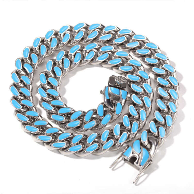 New European American hip-hop stainless steel colorful oil-drip necklaces, high-quality fashion trendy bracelets for men and women