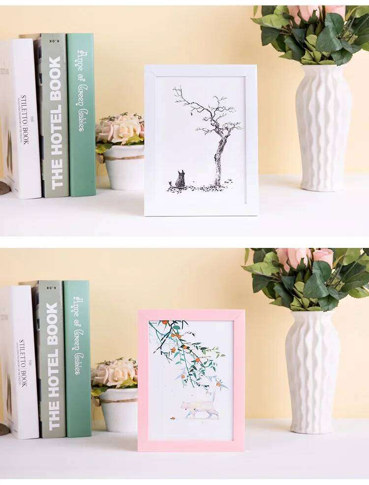 6inch Fashion Wooden Wall Photo Picture Frame Office Desktop Home Decor H260306