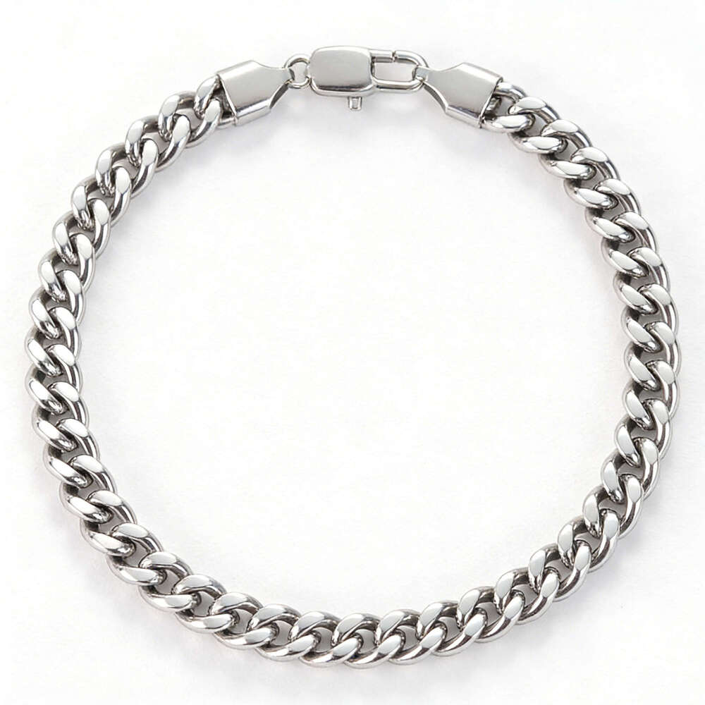 European American cross-border premium titanium steel Cuban bracelet, stainless steel, double-sided polished, fashionable, simple versatile accessory 
