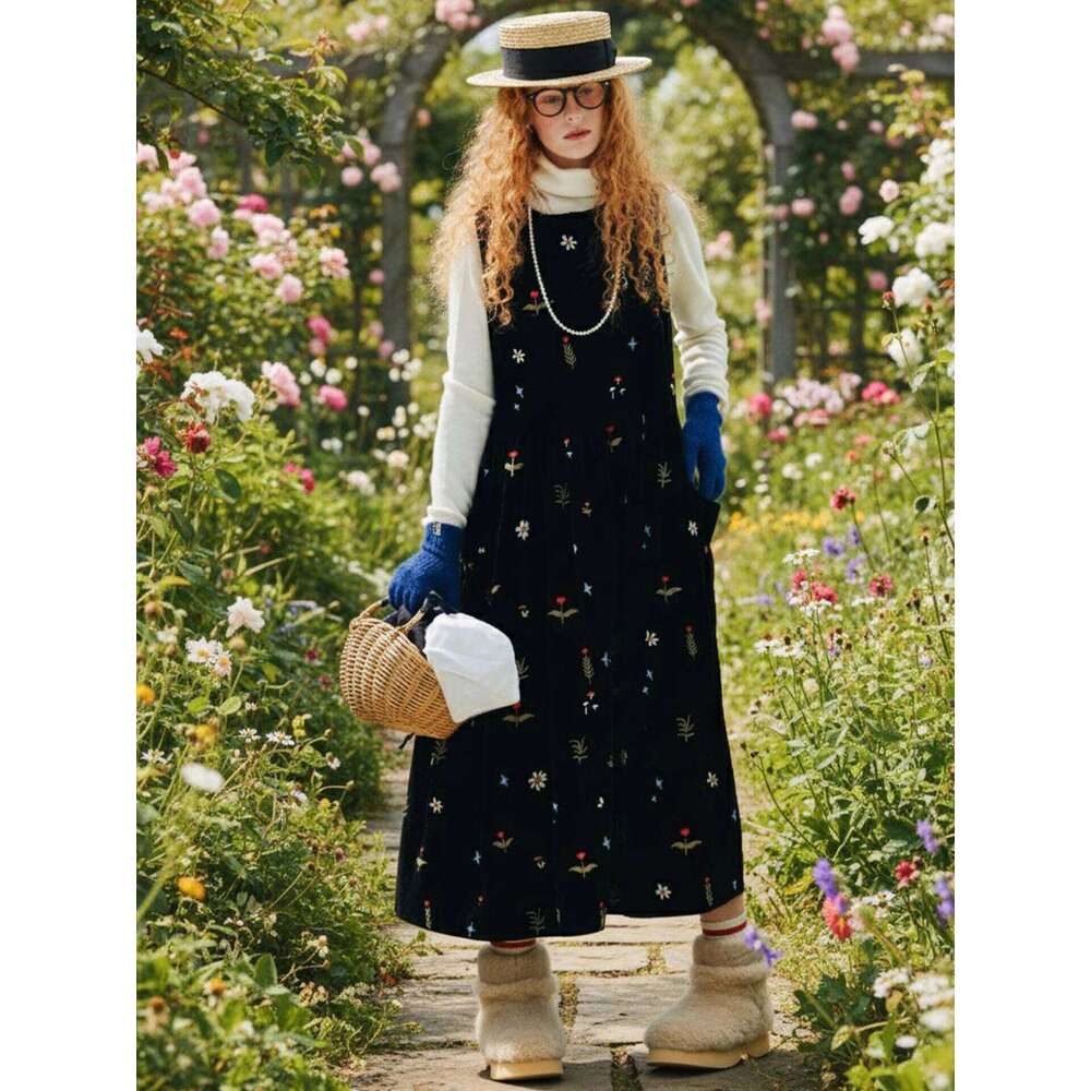 Muse Vintage Embroidered Sleeveless Dress Moriyama For Daily Commute & Dating Sweet Vibe