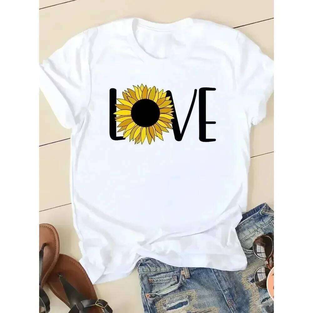 Short Sleeve T-shirtSummer Casual Women's Fashion Love Trend Women Pattern T-shirt Clothing XJ260306