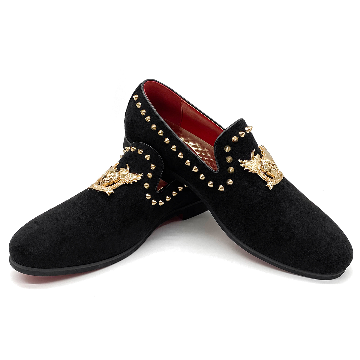 Rivets Designer dress shoes for men and women Luxury loafers suede Genuine leather casual loafers flats office Sequined shoes with dust bag
