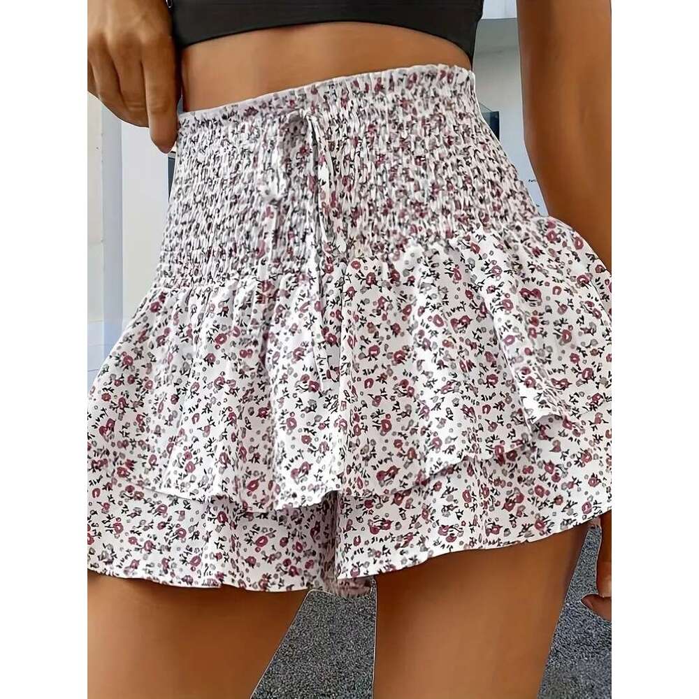 Women's Summer European and American Cross-Border Best-Selling New Fashion Printed Wide-Leg Shorts Loose Versatile Casual Pants