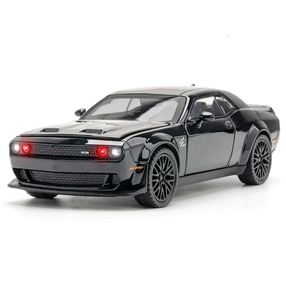 1:32 Challenger SRT Police Cars Alloy Models Toys Diecast Metal Body Doors Opened Sound Light Pull Back Vehices Birthday Present Z260306