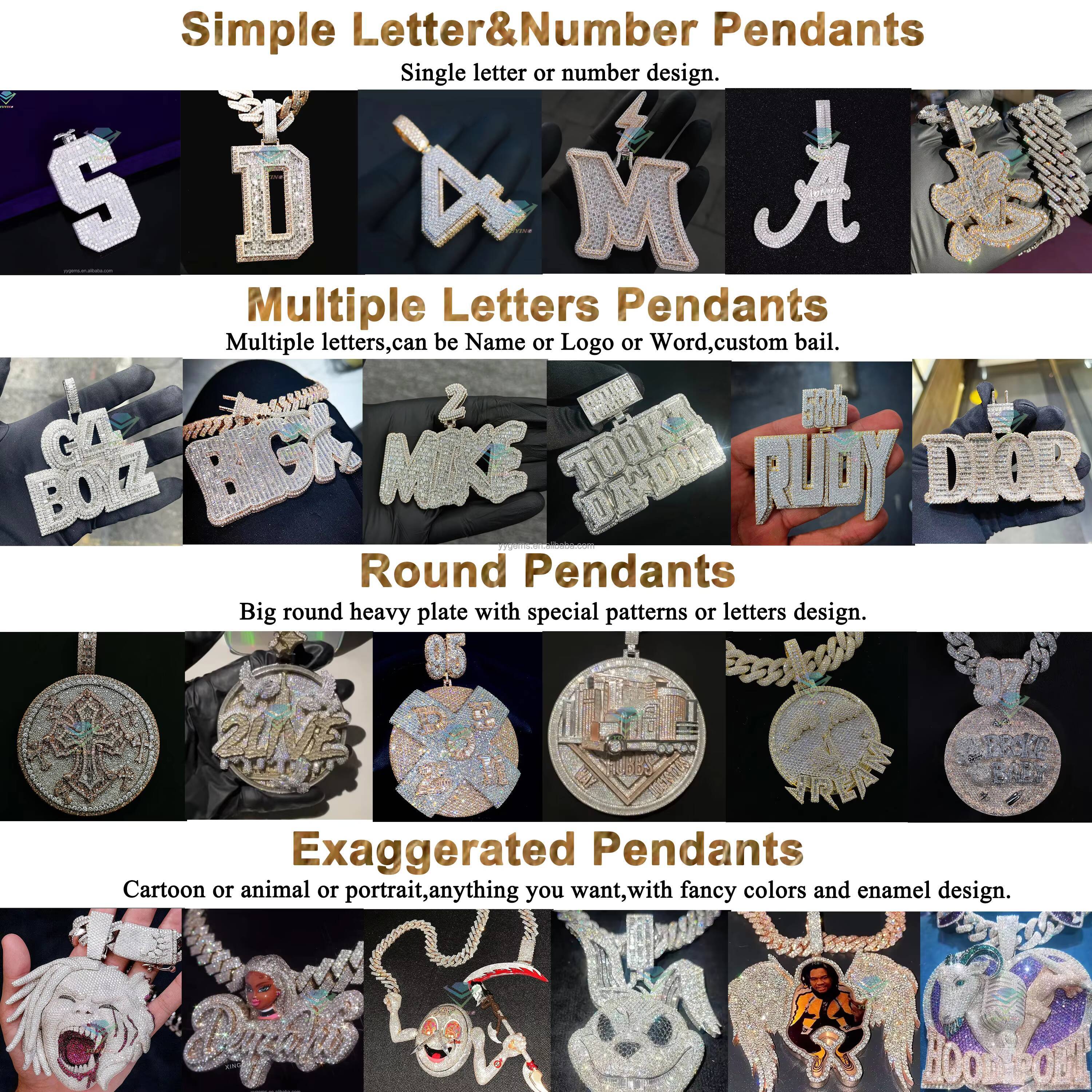 New Arrival Fancy Color Moissanite Cross Pendant for Necklace 925 Solid Silver Hip Hop Pendant VVS Moissanite Cross Pendant