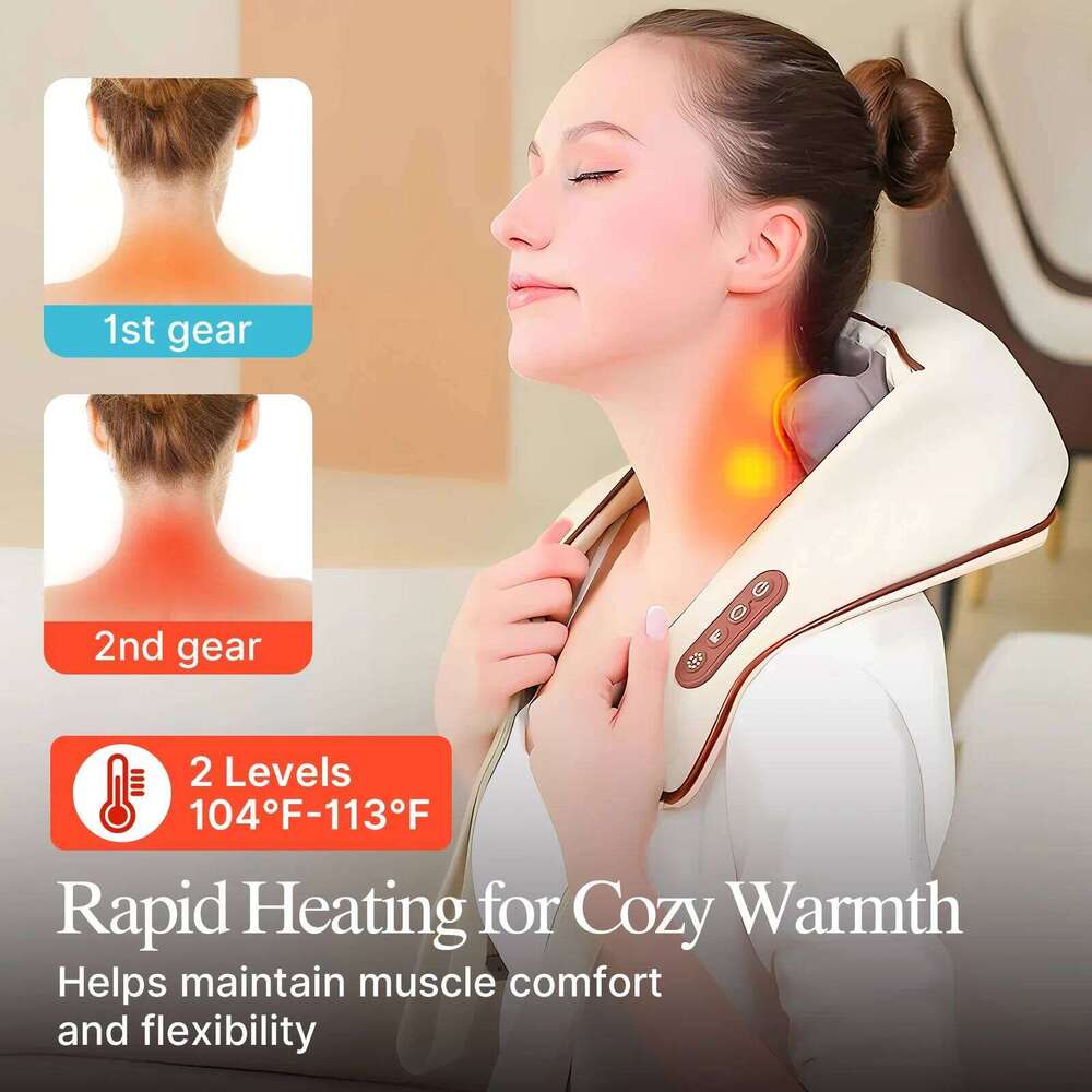 - and Shoulder Massager, Cordless Lymphatic Neck Massager with Heat for Pain Relief Deep Tissue, Portable Recharge 26Y0307