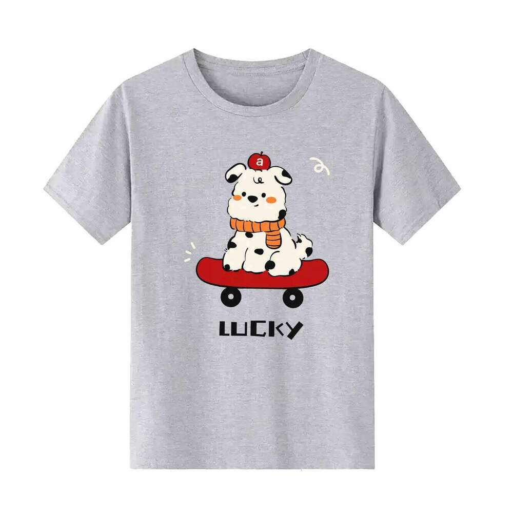 Fashionable Dog Skateboarding Fun Printed Pattern Short Sleeve Round Neck Casual Versatile Women's T-shirt XJ260306 XJ260306