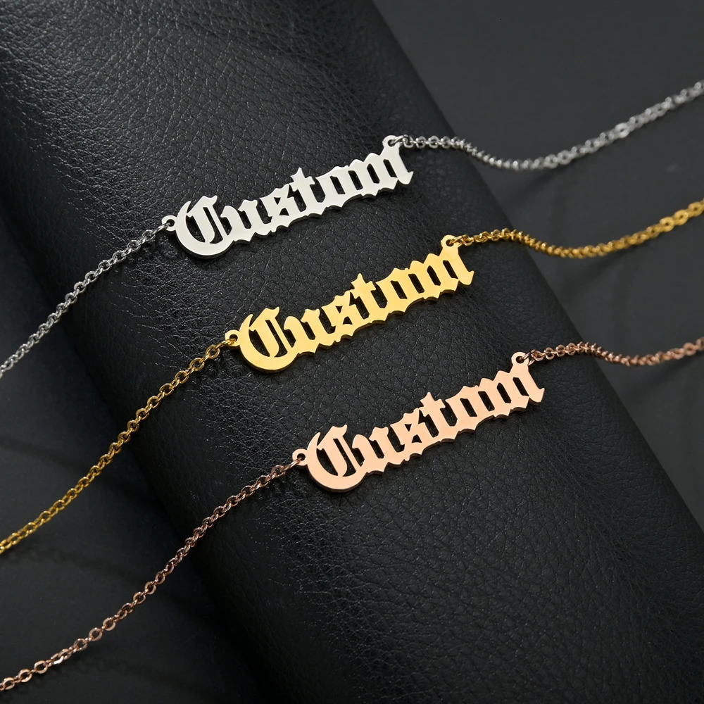 Customized Fashion Stainless Steel Name Necklace Personalized Letter 5mm NK Thick Chain for Women Men Pendant Nameplate Gift 260302