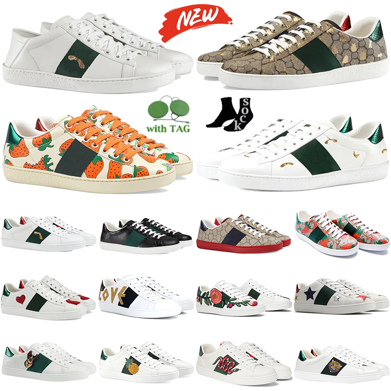 Hot Designer bee ace sneakers womens bees embroidered Platform shoes stars snake Printed beige canvas Classic Luxury men women low Casual luxury leather Trainers