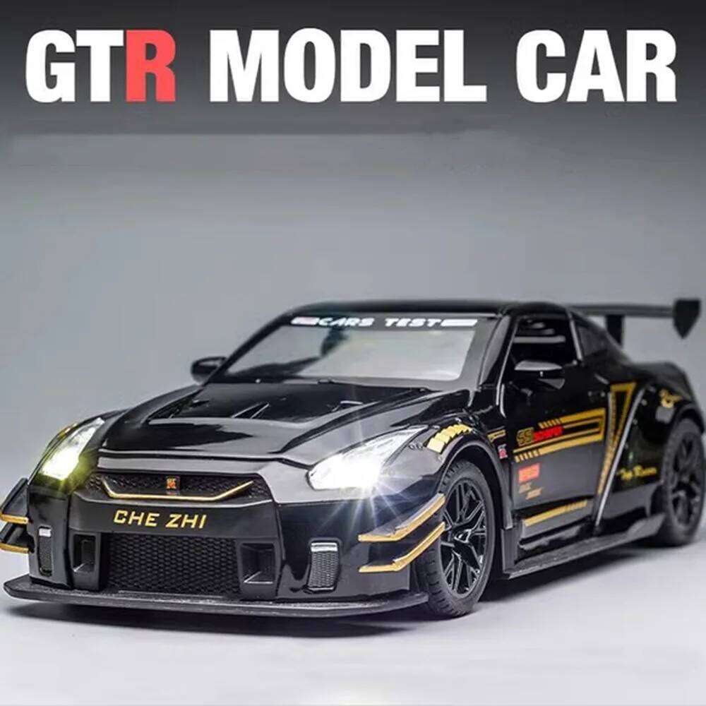 1:24 Scale GTR R35 R50 Alloy Car Model Diecast Toy High Simulation Vehicle with Pull Back Sound Light Toys for Kids Boys Gifts Z260307
